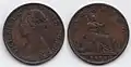 Farthing von 1875, Victoria. Bronze.