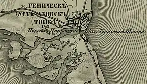 Historische topographischen Karte´der Straße von Henitschesk