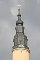 Blick auf die Spitze des Schlossturms, des wohl ältesten Teils des Schlosses