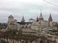 General view of the Kamianets-Podilskyi Castle.