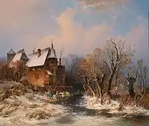 Winterlandschaft mit Haus