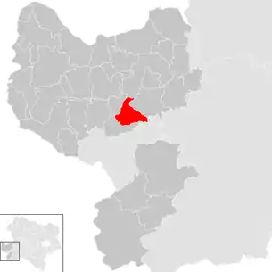 Lage der Gemeinde Allhartsberg im Bezirk Amstetten (anklickbare Karte)