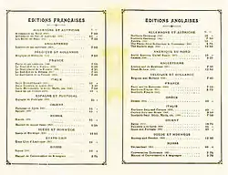 Innenseiten mit französisch- und englischsprachigen Titeln