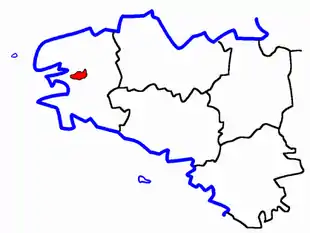Lage des Kantons Le Faou in der Bretagne