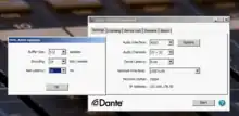 Dante Virtual Soundcard – Einstellungenfenster auf einem Windows-Rechner