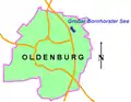Lage des Sees im Stadtgebiet von Oldenburg