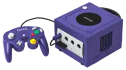 Nintendo GameCube mit dazugehörigem Controller (Farbe: Indigo/Purple)