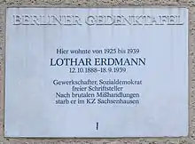 Berliner Gedenktafel für Lothar Erdmann