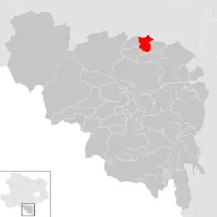Lage der Gemeinde Höflein an der Hohen Wand im Bezirk Neunkirchen (anklickbare Karte)