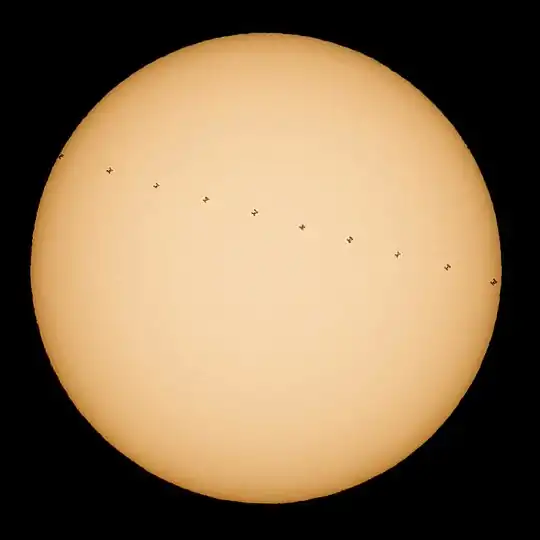 Transit vor der Sonnenscheibe am 17. Dezember 2016 gesehen von Kalifornien