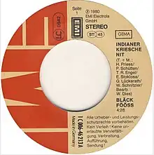 Beschriftung der Single Indianer Kriesche Nit von 1980