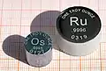 Osmium- und Ruthenium-Rundbarren (je 1 Feinunze) als Sammlerobjekte