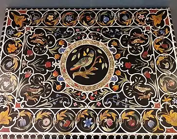 Pietra-dura-Tischplatte, Italien (Florenz ?), 1. Viertel d. 18. Jahrhunderts, Warschauer Königsschloss
