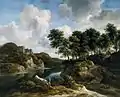 Giovanni Battista Tiepolo:Flusslandschaft mit einer Burg auf einem hohen Felsen1670–1679