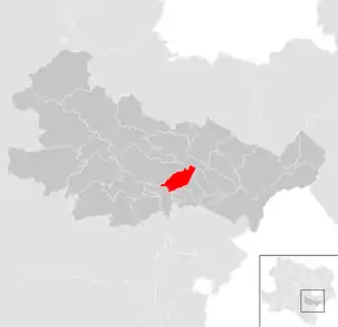 Lage der Gemeinde Kottingbrunn im Bezirk Baden (anklickbare Karte)