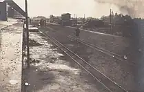Von der deutschen  M.E.D. 6 errichteter Feldbahn-Bahnhof, 1917