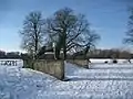 Treppe und Einfriedung der Aussichtsplattform im Winter
