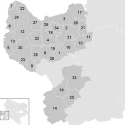 Lage der Gemeinde Bezirk Amstetten   im Bezirk Amstetten (anklickbare Karte)
