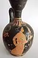 Bauchlekythos, rotfigurig, 4.-3. Jahrhundert, Süditalien, Frau mit Ähre, Privatsammlung