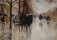 Unter den Linden, 1922, Öl auf Leinwand, 50 × 70 cm (Bundespräsidialamt)