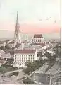 Postkarte, Blick vom Bauernberg mit noch nicht fertiggestelltem Dom