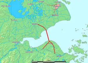 Hangzhou-Bucht (杭州灣 / 杭州湾,  Hángzhōu Wān) und Brückenverbindung