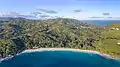 Luftaufnahme des Strands Anse Intendance