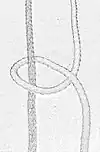 Halber Schlag (Arbeitsfaden nach links gehend gelegt)