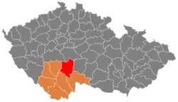 Lage des Okres Tábor
