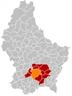 Lage von Stadt Luxemburg im Großherzogtum Luxemburg