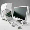 Midjourney kann Produktbilder erstellen, etwa von einem futuristischen Computer.