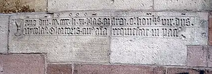 Grabinschrift des Stiftsvikars Nikolaus Oleatoris, 1451