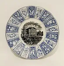Die Platte bei Wiesbaden, um 1840, Steingutteller mit Umdruckdekor von Villeroy & Boch, DM: 20 cm