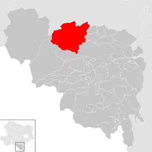Lage der Gemeinde Puchberg am Schneeberg im Bezirk Neunkirchen (anklickbare Karte)