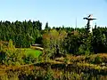 Blick vom Kehlen zum Hochwald mit Radarturm der Flugsicherung