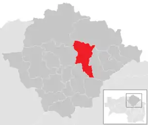 Lage der Gemeinde Sankt Barbara im Mürztal im Bezirk Bruck-Mürzzuschlag (anklickbare Karte)