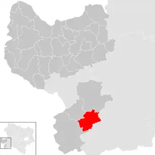 Lage der Gemeinde St. Georgen am Reith im Bezirk Amstetten (anklickbare Karte)