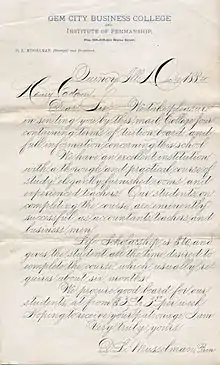 Beispiel der Spencerian script, 1884