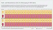 Körperanalysen Normalwerte; Fett- und Muskelmasse in %