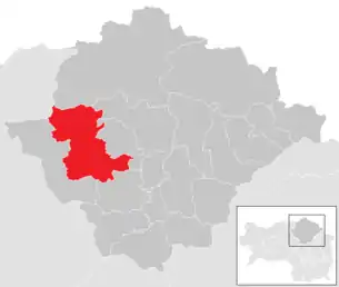 Lage der Gemeinde Thörl im Bezirk Bruck-Mürzzuschlag (anklickbare Karte)