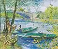 Angler und Boote an der Pont de Clichy