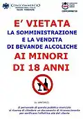 Verkaufs- und Ausschank­bestimmungen in Italien:Die gesetzlichen Bestimmungen sollen in öffentlichen Lokalen und Verkaufsstellen ausghängt werden.