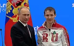 Ruslan Sacharow (rechts) mit Wladimir Putin (2014)
