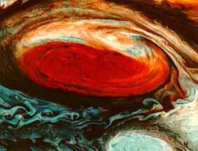 Jupiters Großer Roter Fleck in Falschfarben
