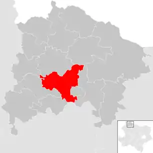 Lage der Gemeinde Waidhofen an der Thaya im Bezirk  Waidhofen an der Thaya (anklickbare Karte)