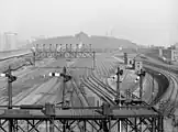 Blick in nördlicher Richtung auf die Zusammenführung beider Strecken (1904)
