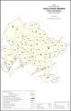 Map showing Sidhauna (#324) in Amawan CD block